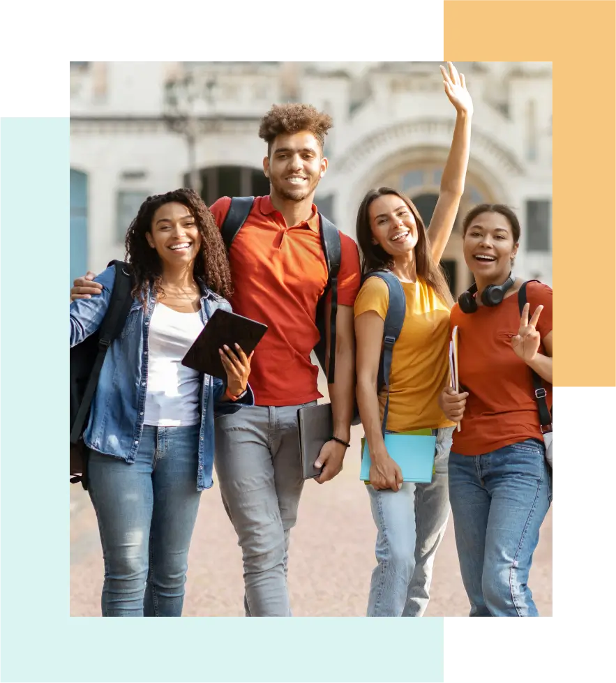 Students together on a university campus